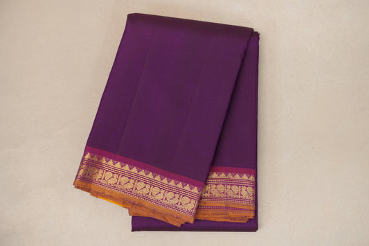 folded Royal Purple Vintage Kanjivaram Silk Saree
