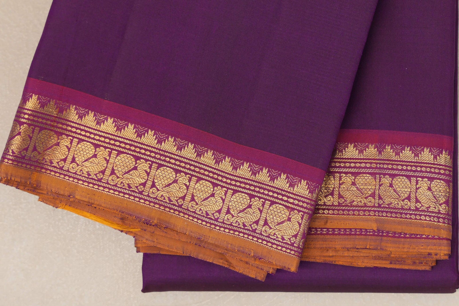Royal Purple Vintage Kanjivaram Silk Saree border 