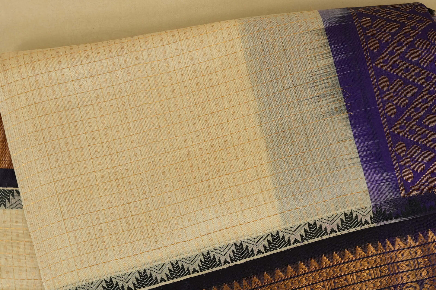 checked vintage silk cotton saree