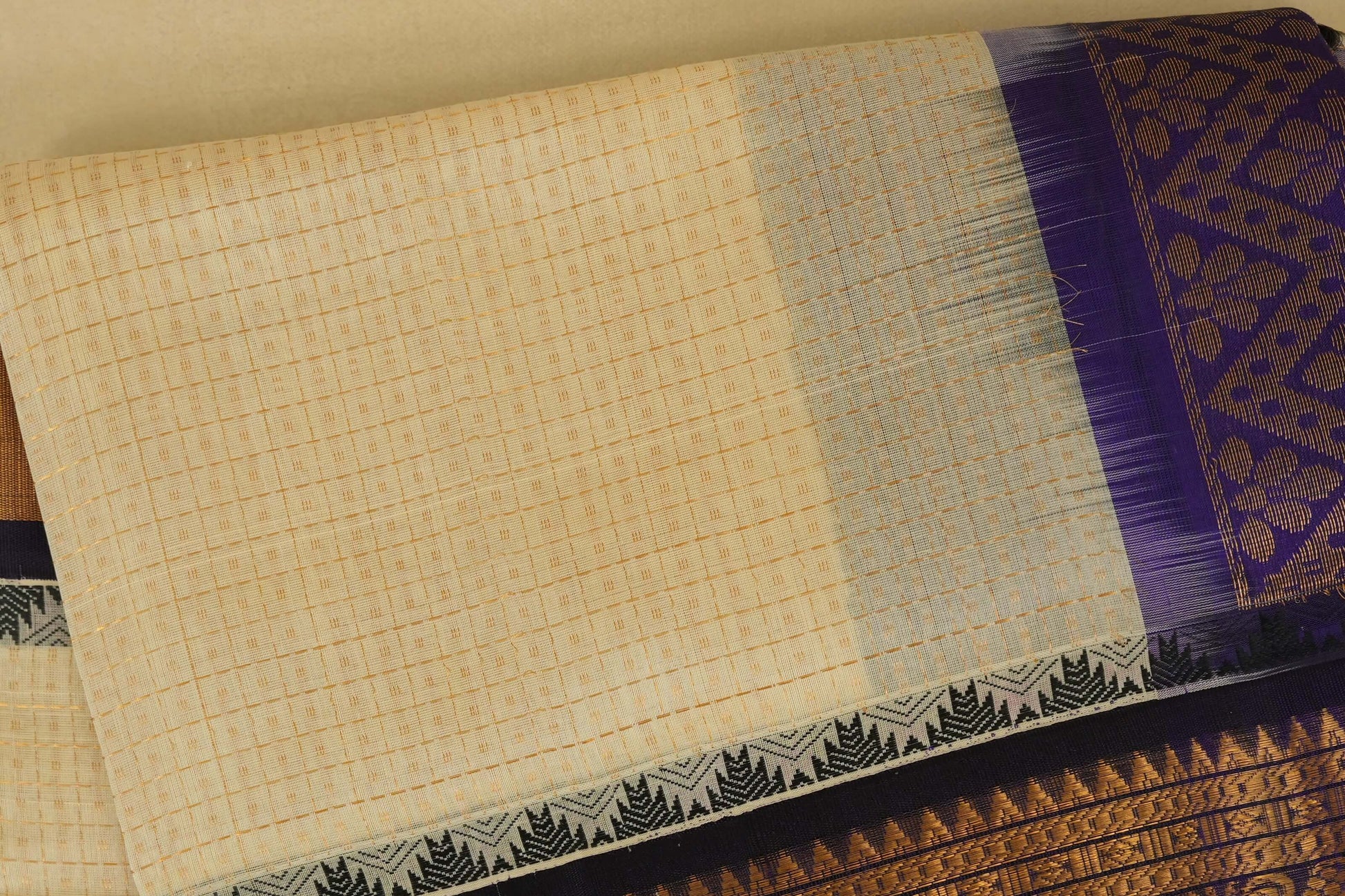 checked vintage silk cotton saree