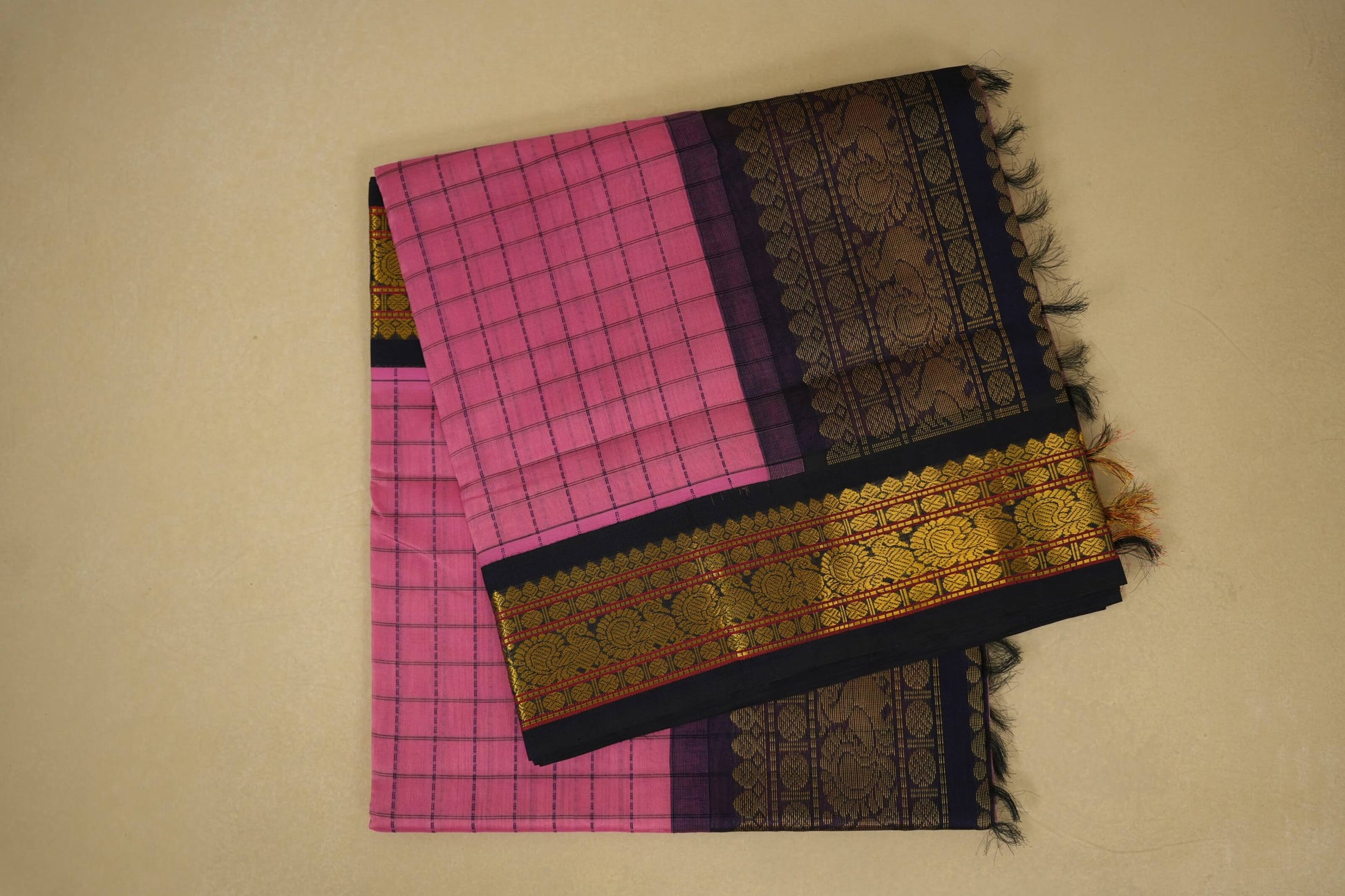 Lotus pink vintage silk cotton saree
