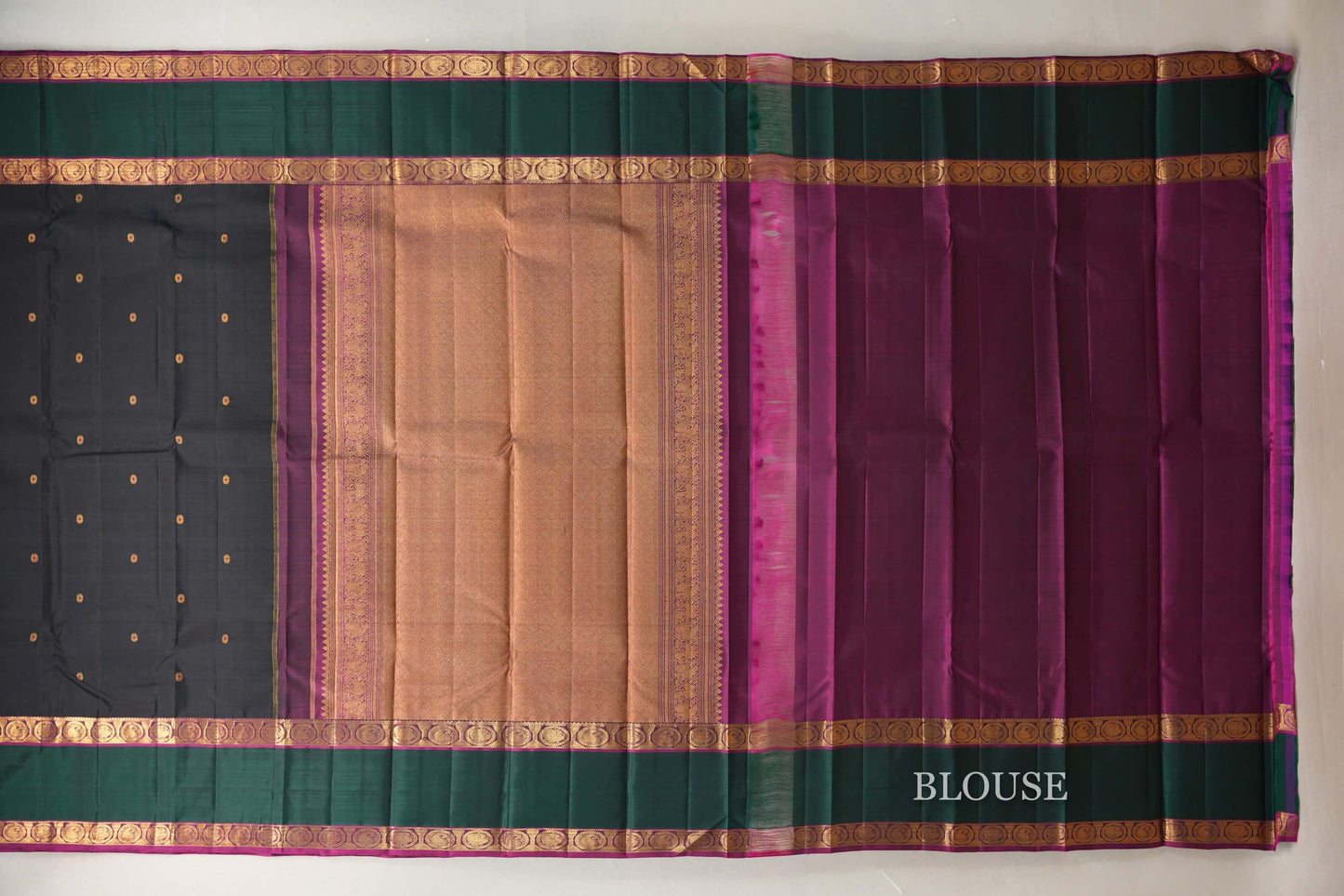 Black Vintage Kanjivaram Silk Saree blouse