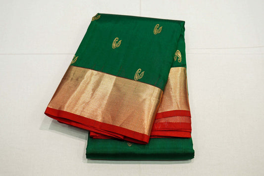 Bottle green kanchipuram silk saree