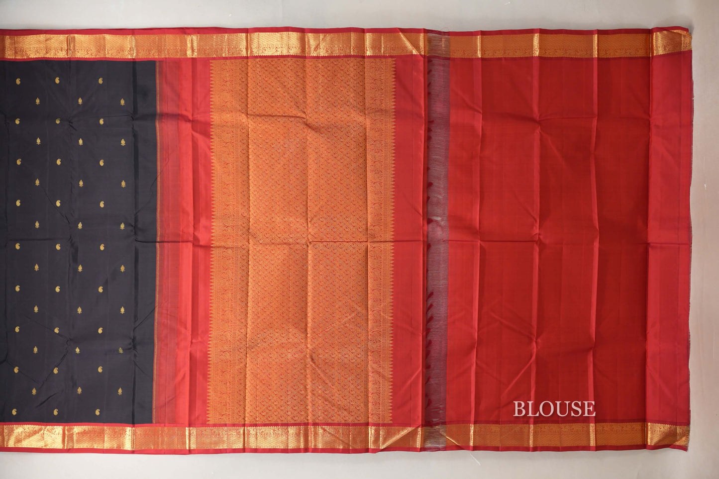Black Vintage Kanjivaram Silk Saree blouse