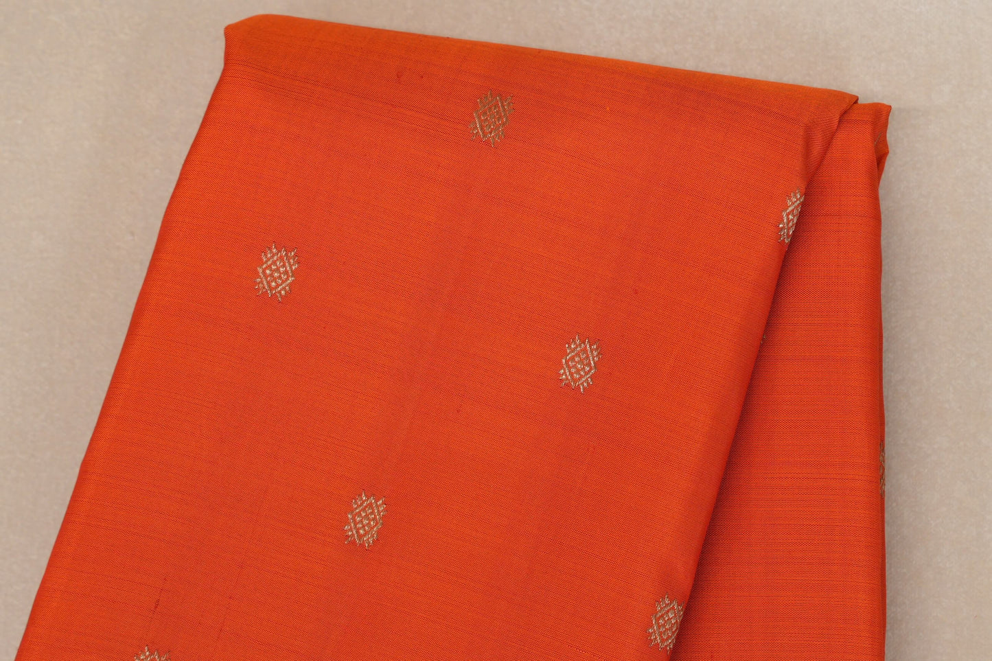 Bright Orange Heirloom Kanjivaram Silk Saree body zoom