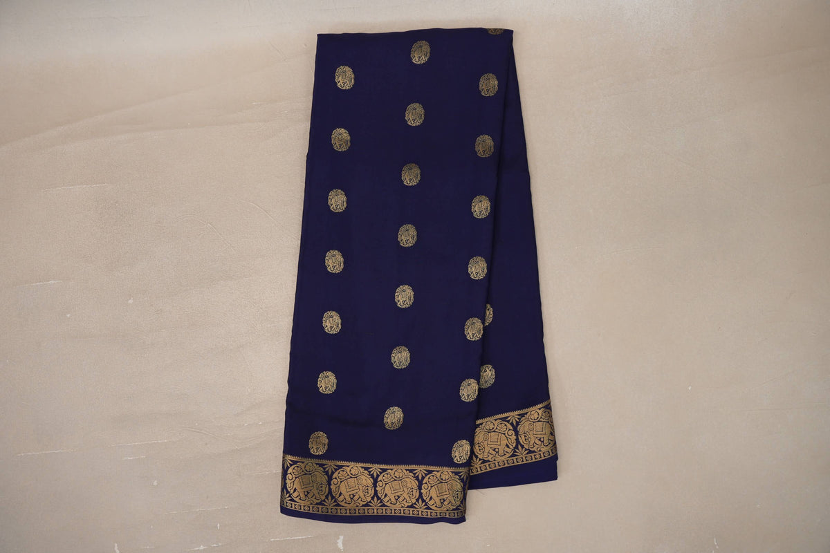 Navy Blue Mysore Silk Saree online