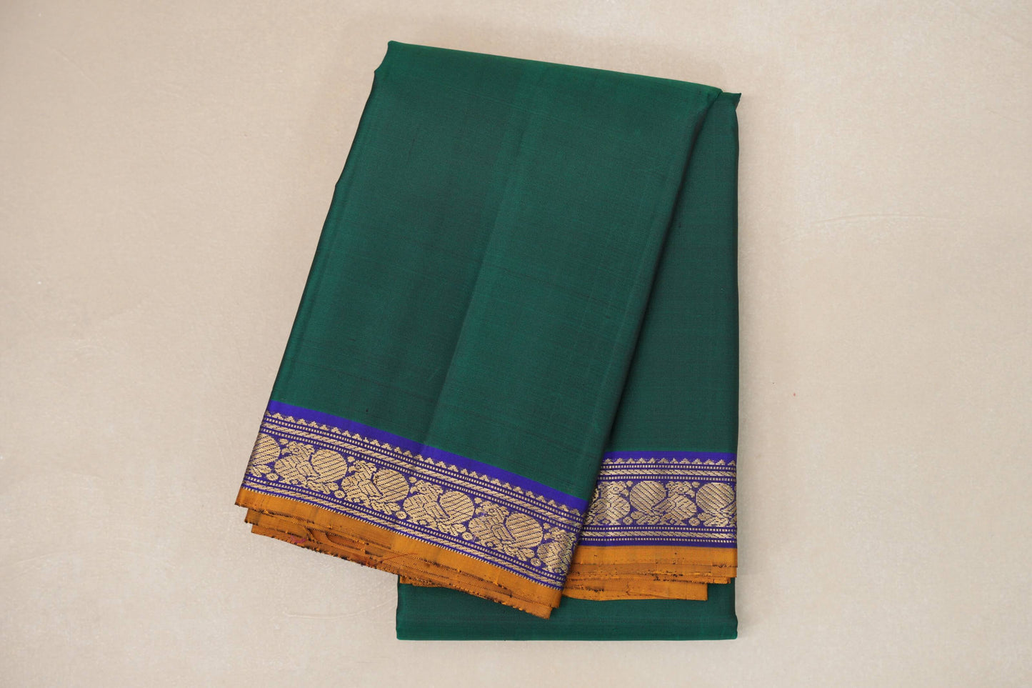 Dark Green vintage Kanjivaram Silk Saree 
