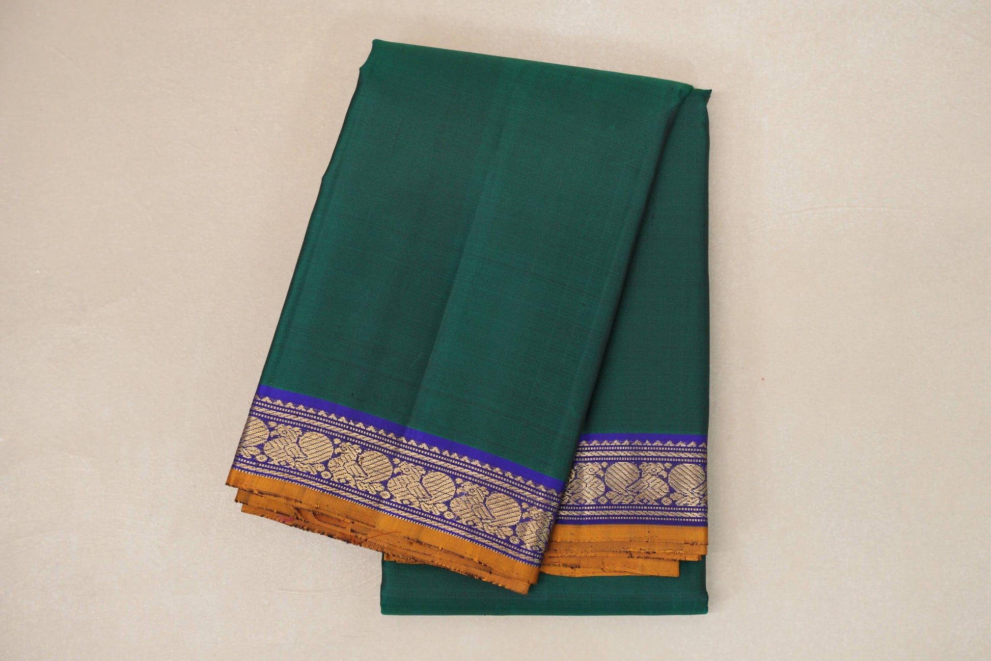 Dark Green vintage Kanjivaram Silk Saree 