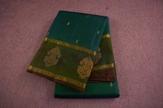 Peacock green kanchipuram silk saree