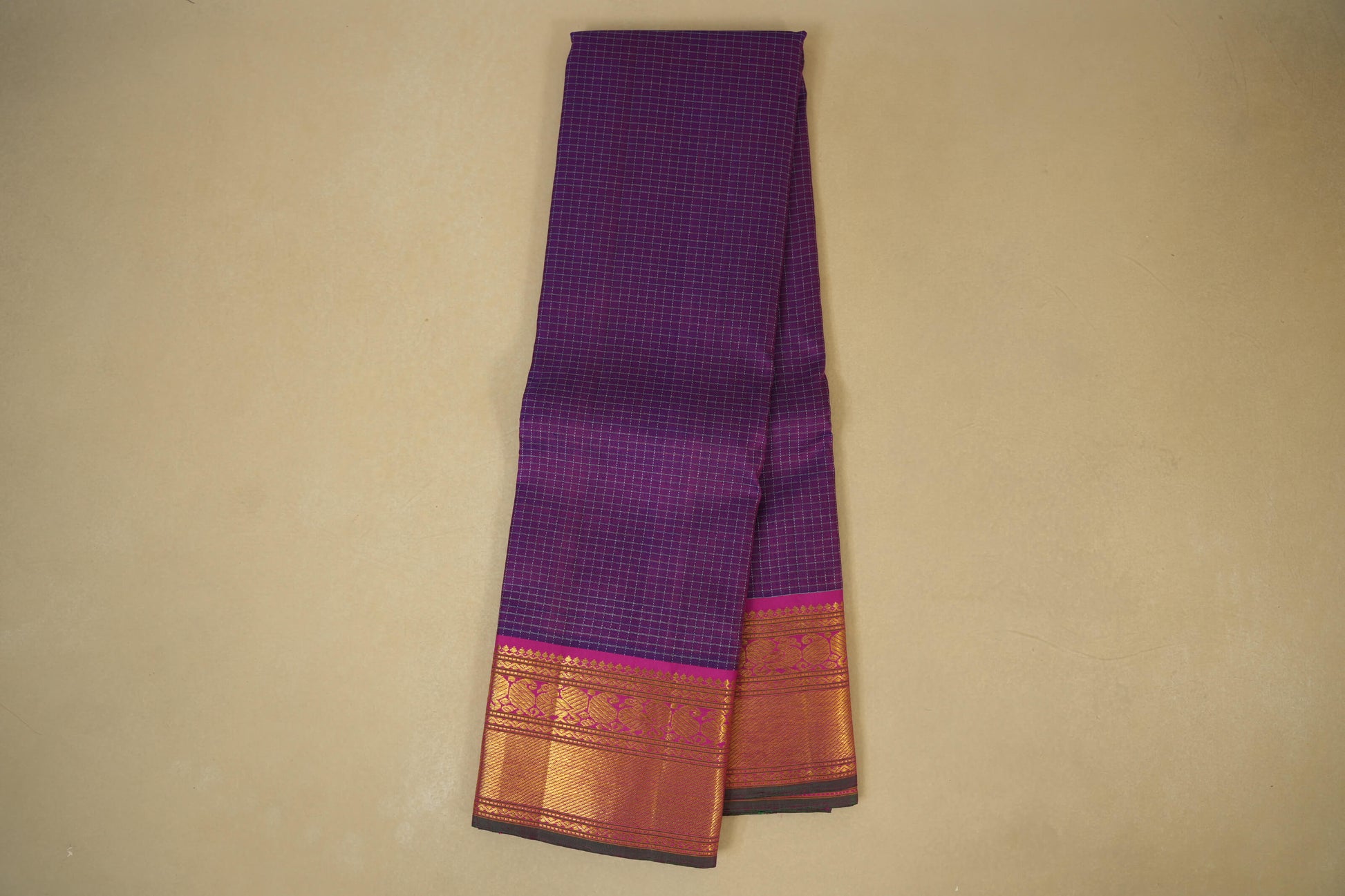 checked vintage kanjivaram silk saree