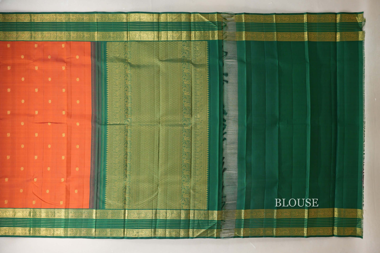 Burnt Orange Vintage Kanjivaram Silk Saree blouse