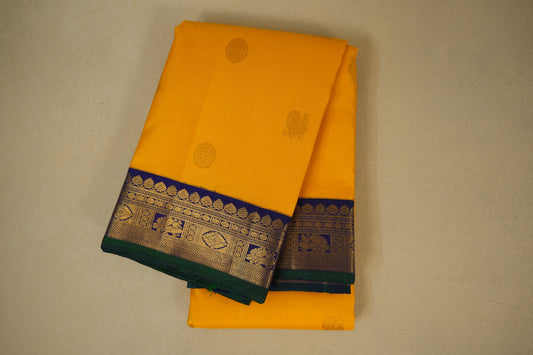 Yellow vintage kanjivaram silk saree
