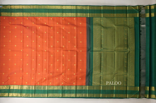Burnt Orange Vintage Kanjivaram Silk Saree paloo