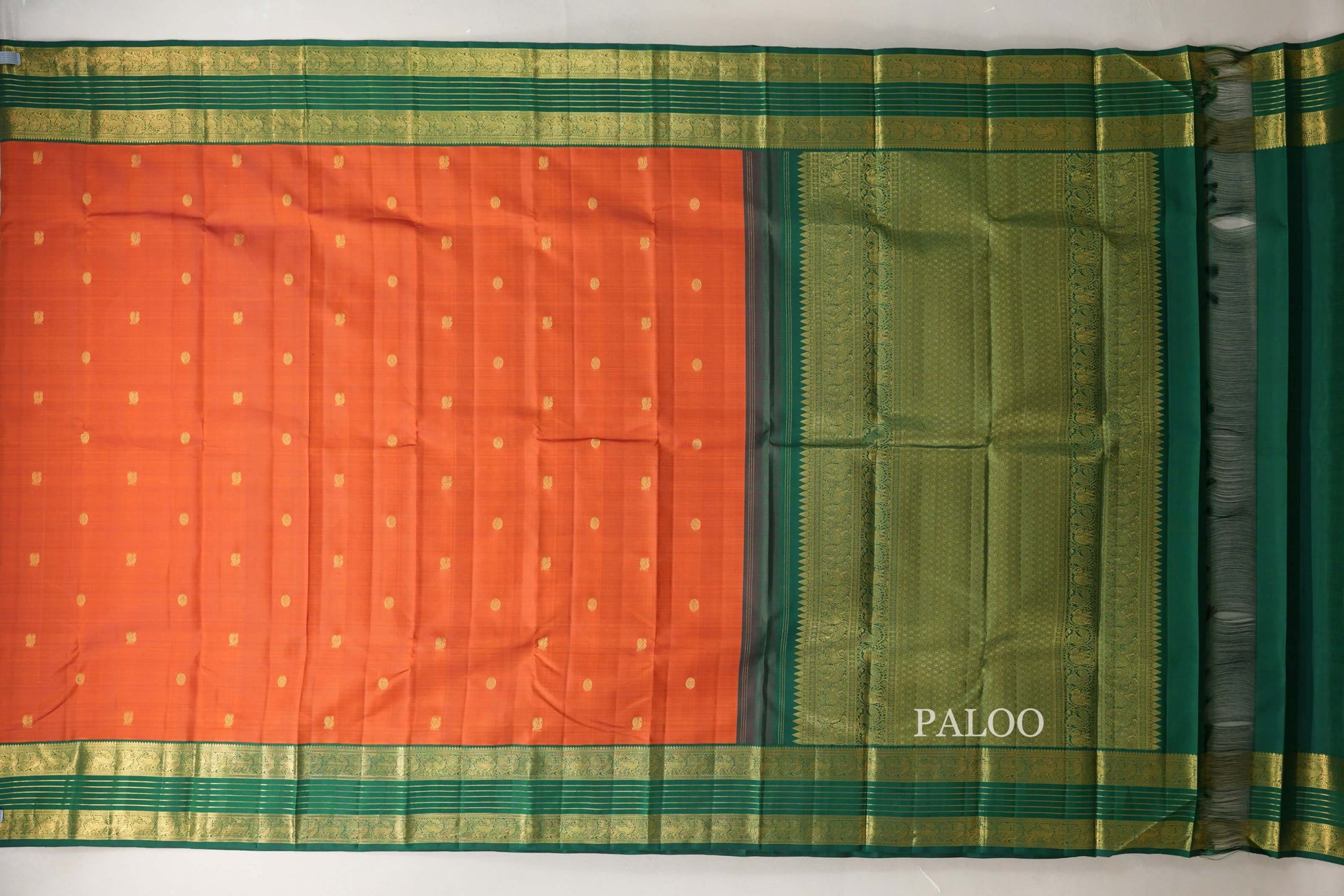Burnt Orange Vintage Kanjivaram Silk Saree paloo
