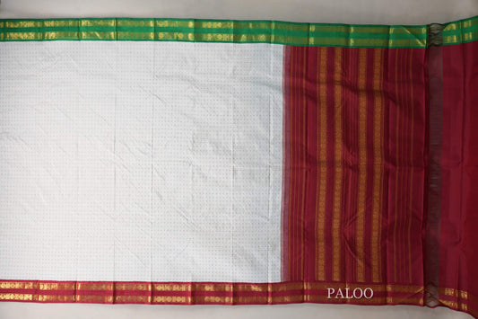 Off White  Vintage Kanjivaram Silk Saree  paloo