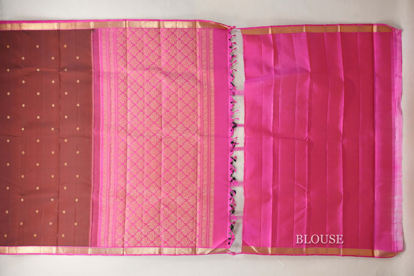 Reddish Brown Vintage Kanjivaram Silk Saree blouse