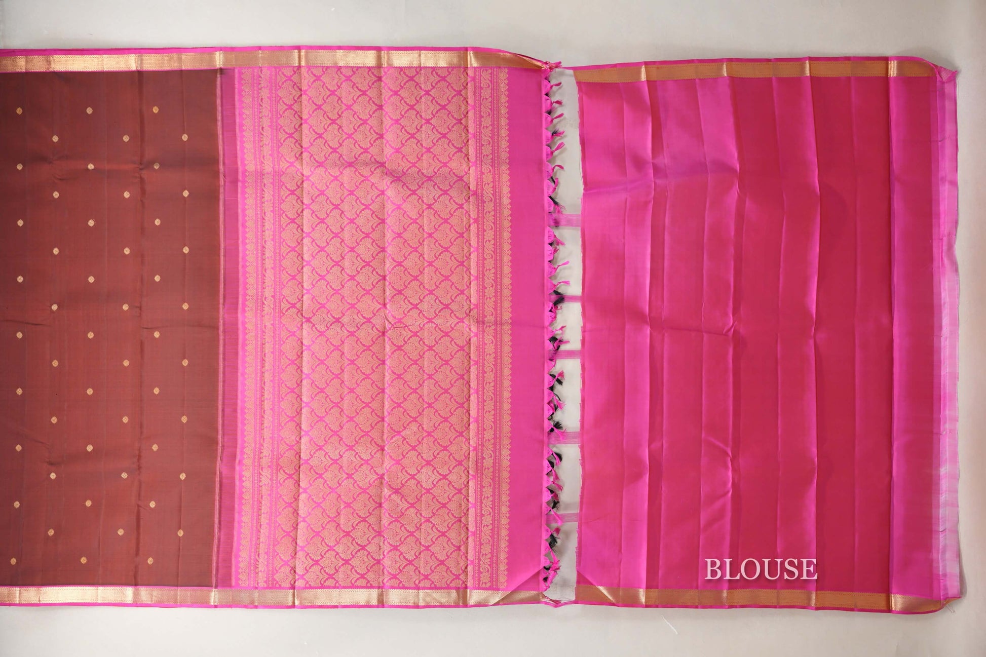 Reddish Brown Vintage Kanjivaram Silk Saree blouse
