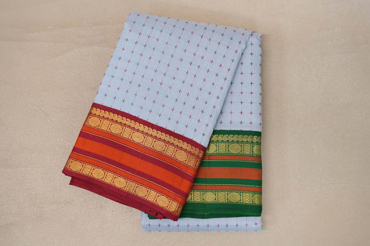 folded Powder Blue Vintage Kanjivaram Silk Saree