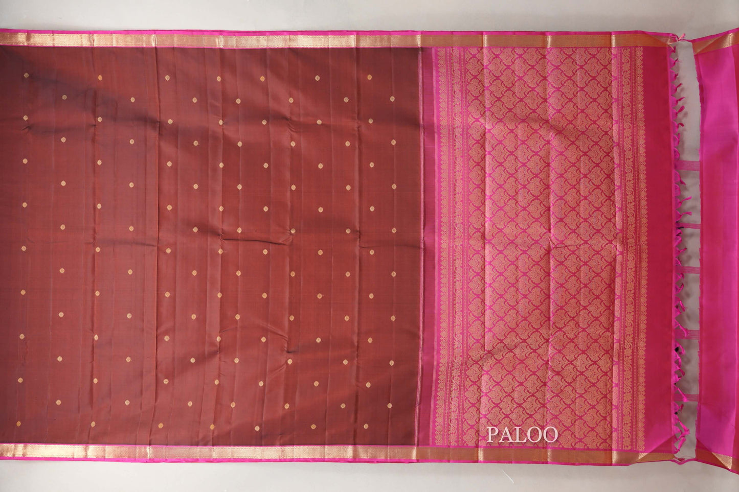 Reddish Brown Vintage Kanjivaram Silk Saree paloo