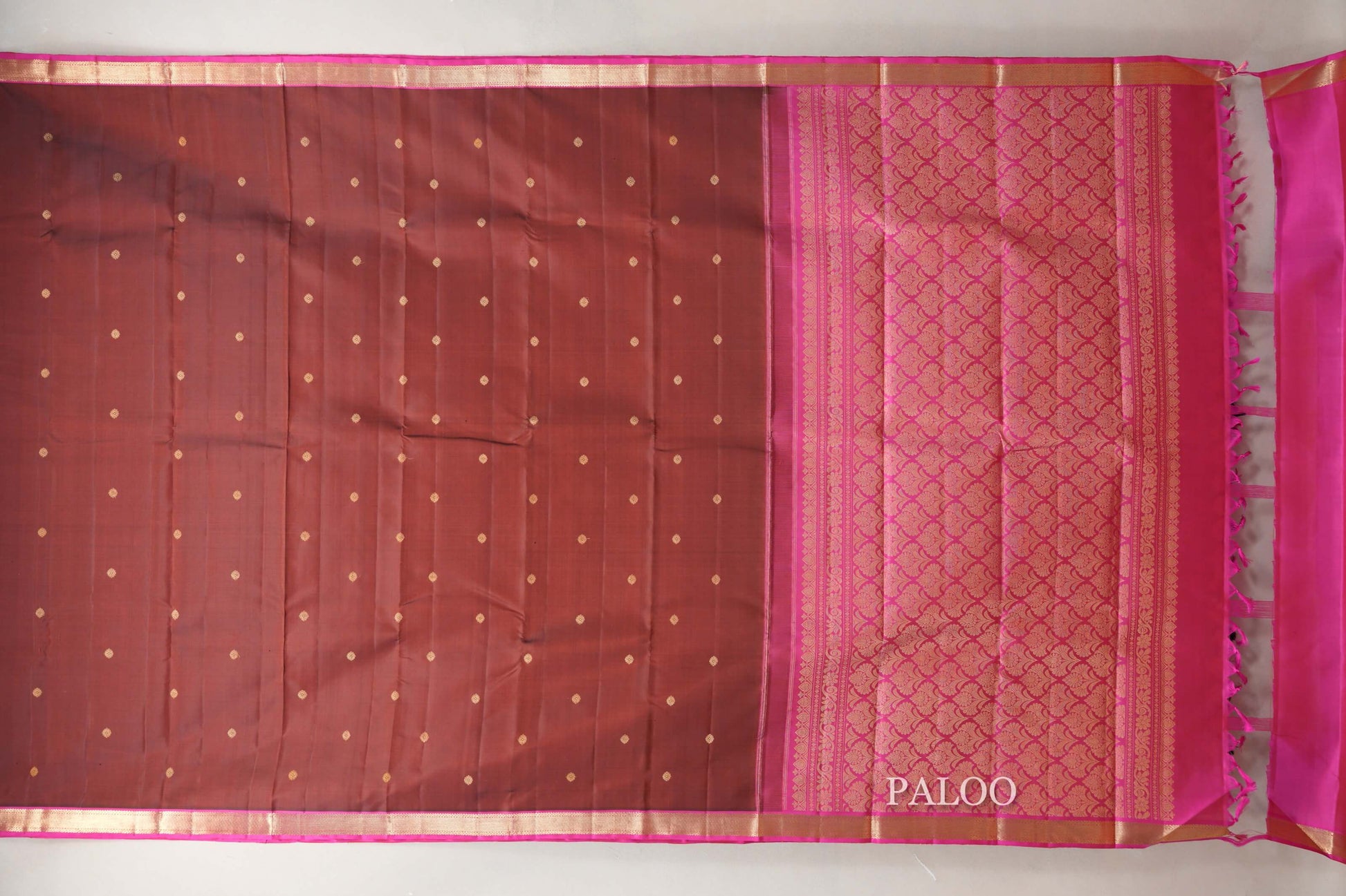 Reddish Brown Vintage Kanjivaram Silk Saree paloo