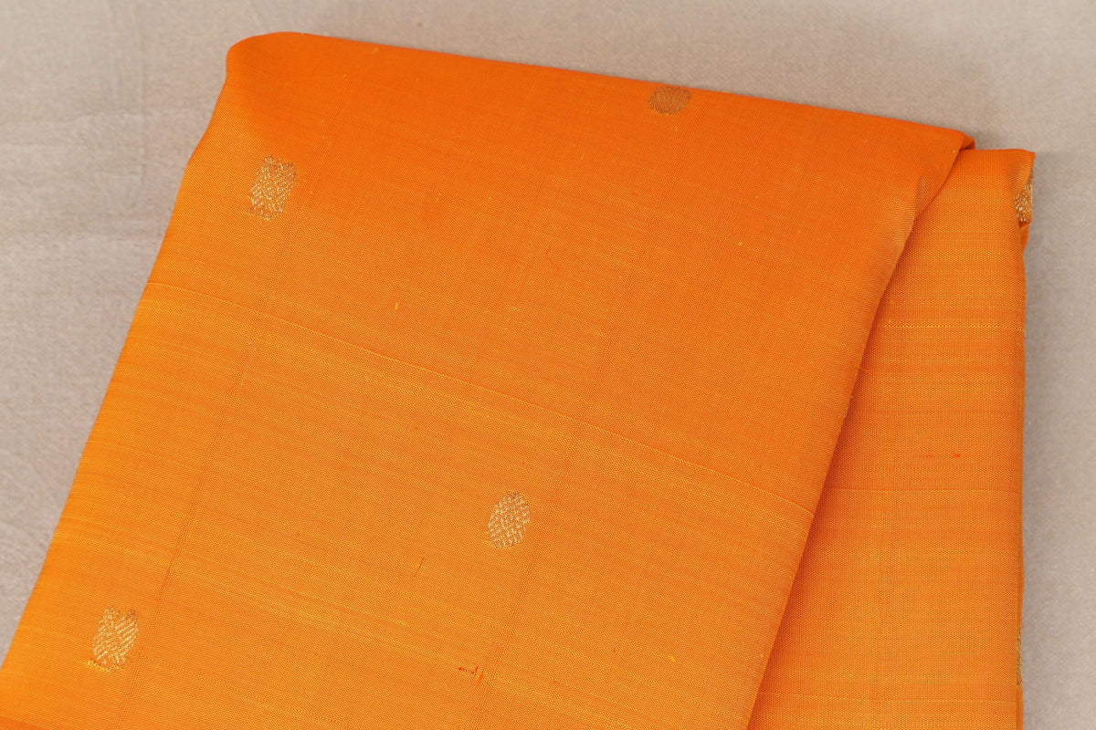 Mango Orange with Deep Red Borders Vintage Kanjivaram Silk Saree by Shreenivas Silks PSSR0110100
