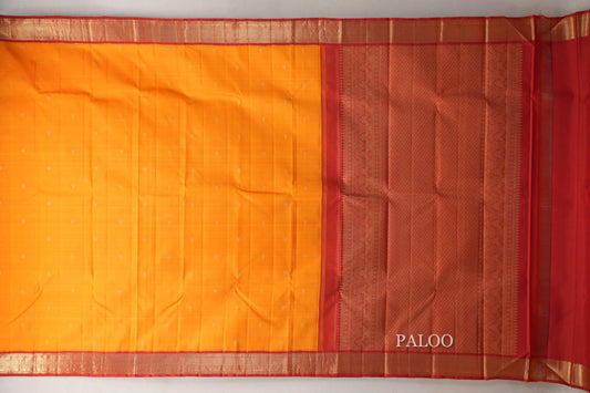 Mango Orange Vintage Kanjivaram Silk Saree paloo