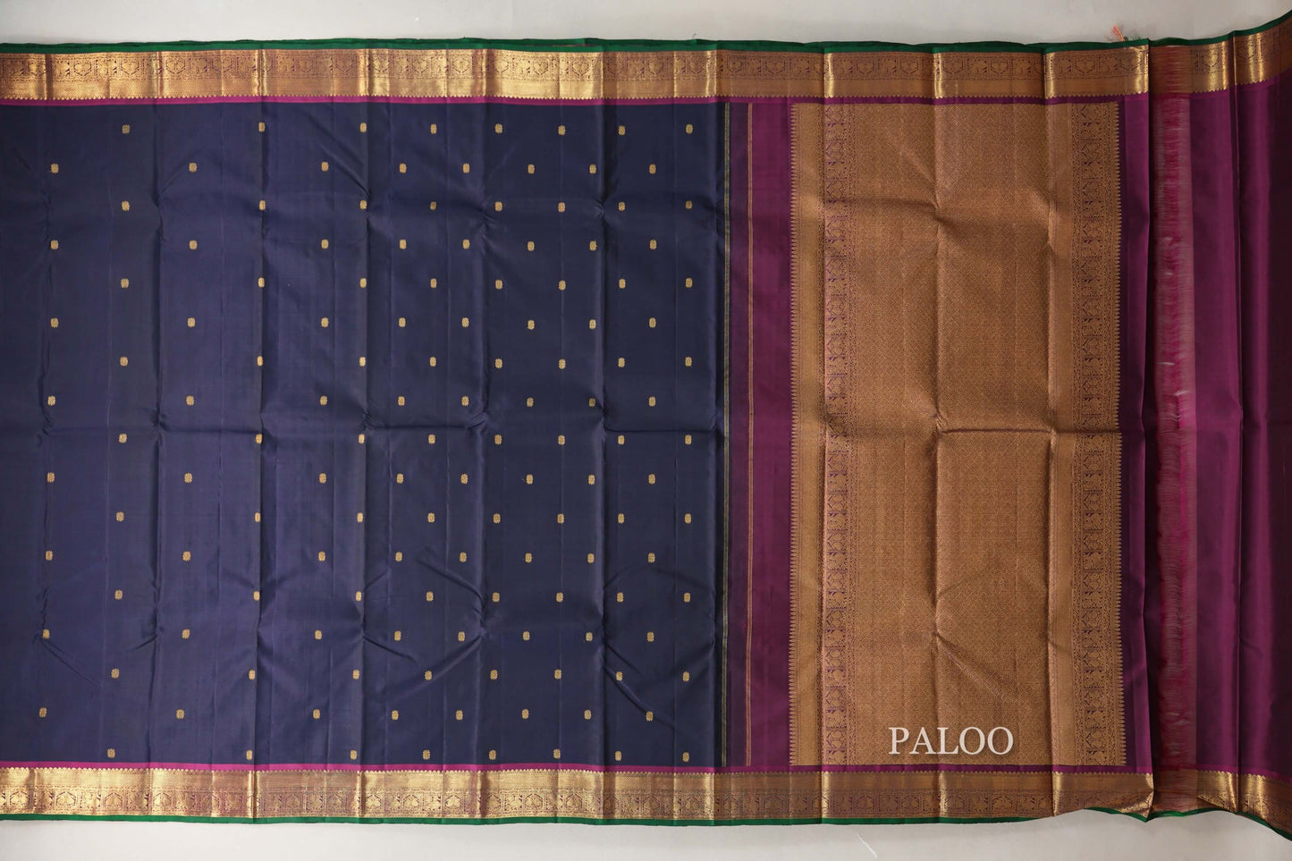 Rust Orange Vintage Kanjivaram Silk Saree paloo