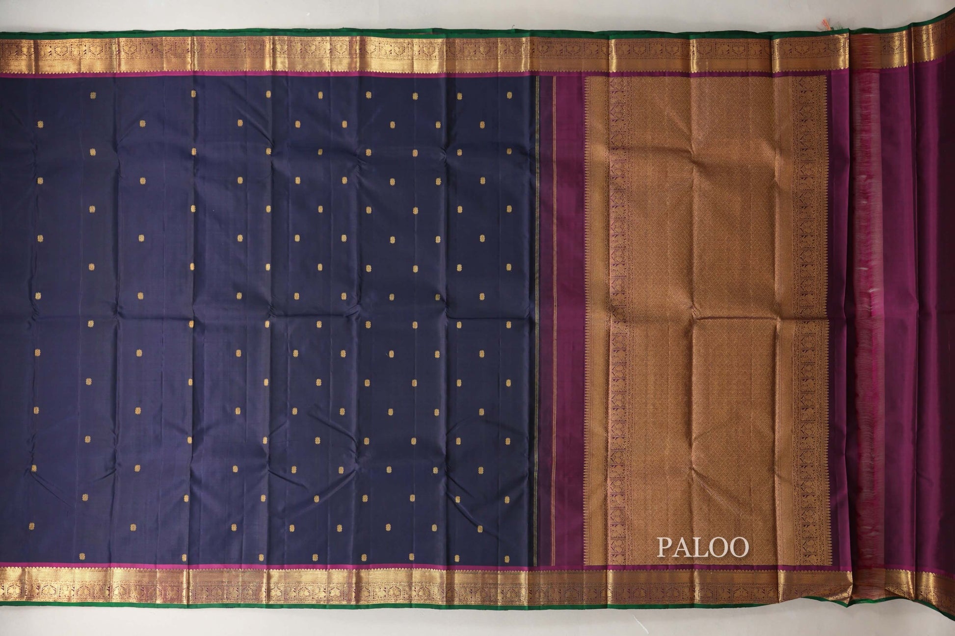 Rust Orange Vintage Kanjivaram Silk Saree paloo