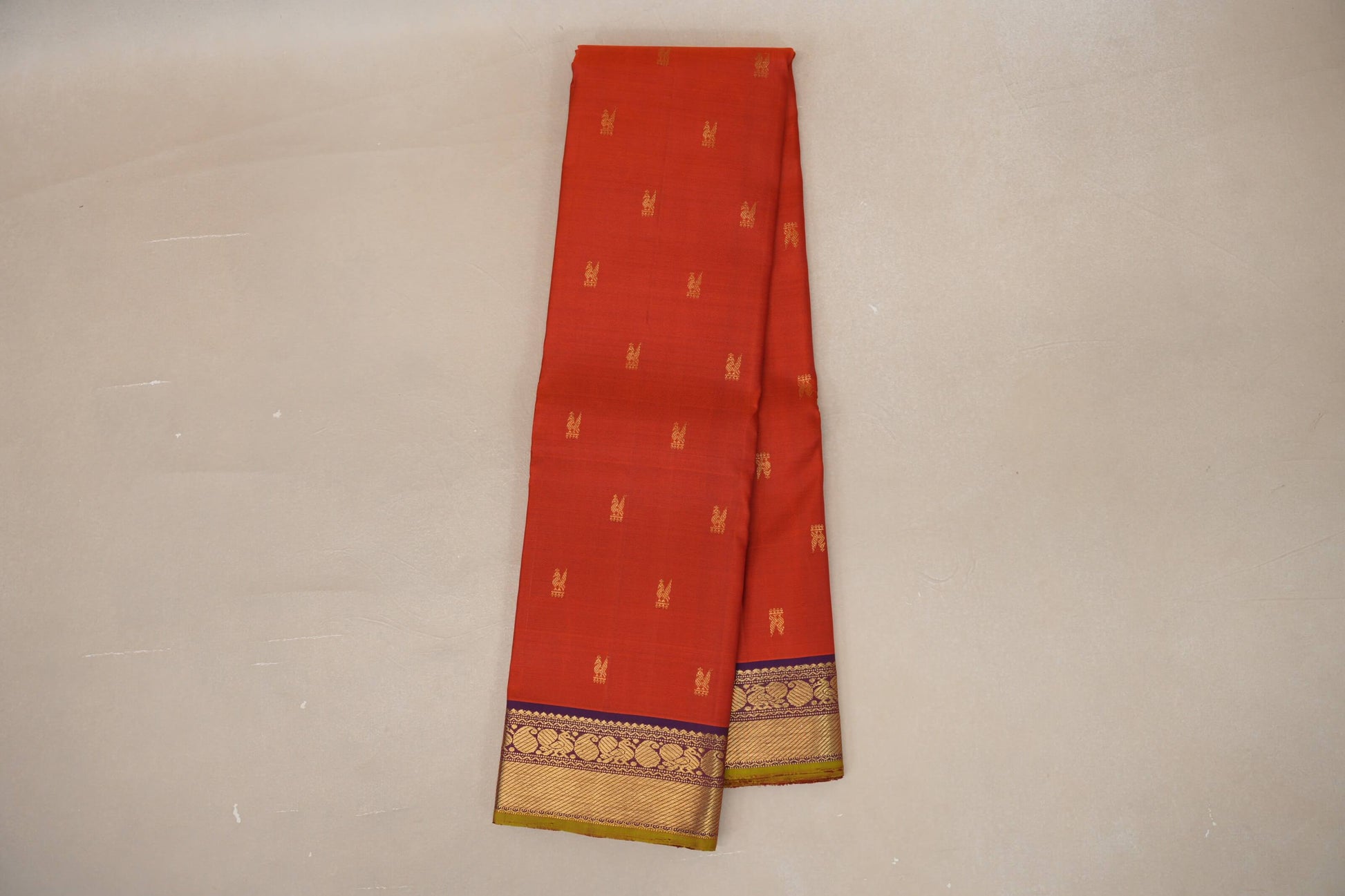 Rust Orange Vintage Kanjivaram Silk Saree online