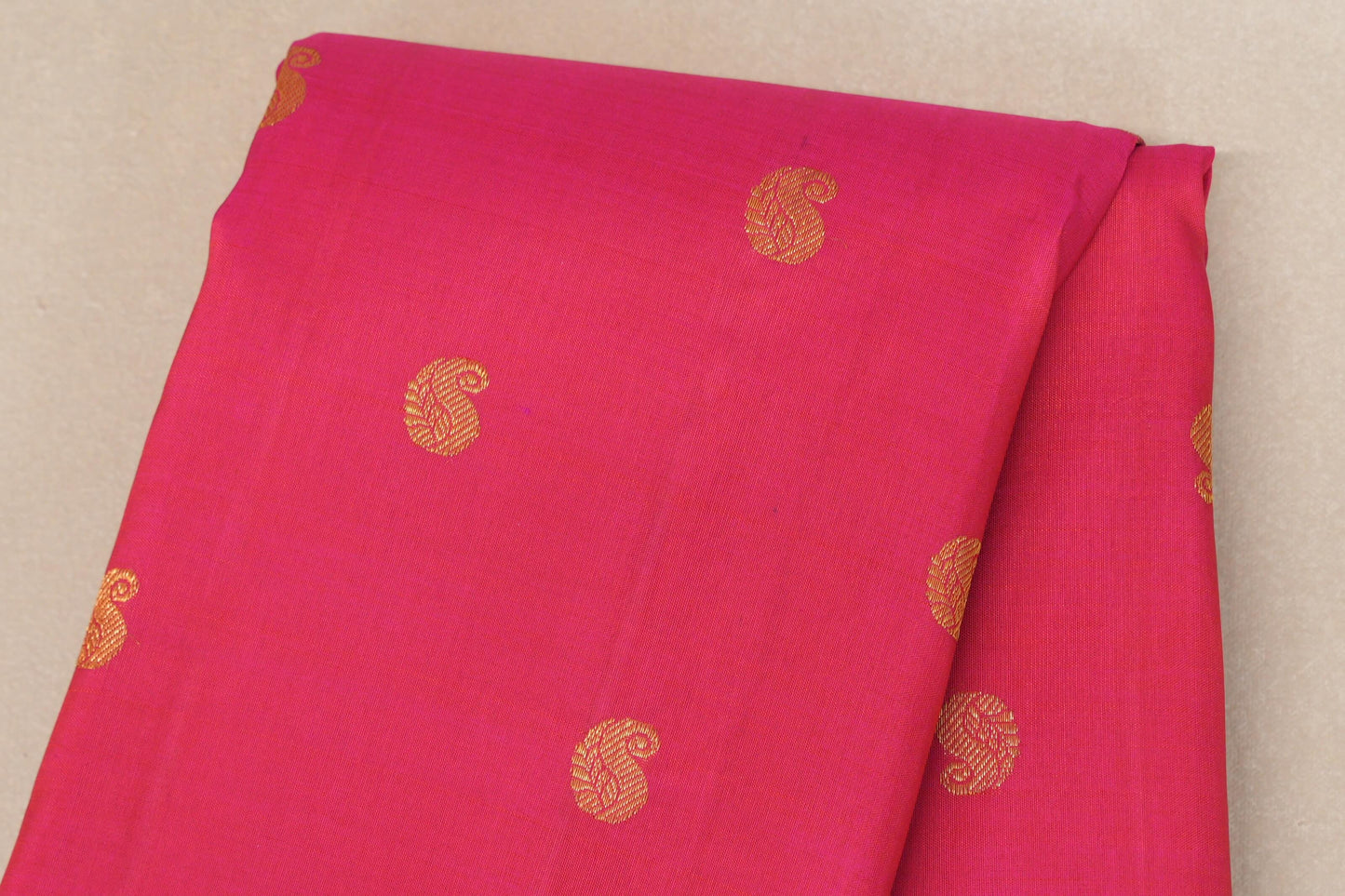  Rani Pink with Blue Selvedge Plant Based Kanjivaram Silk Saree  body zoom