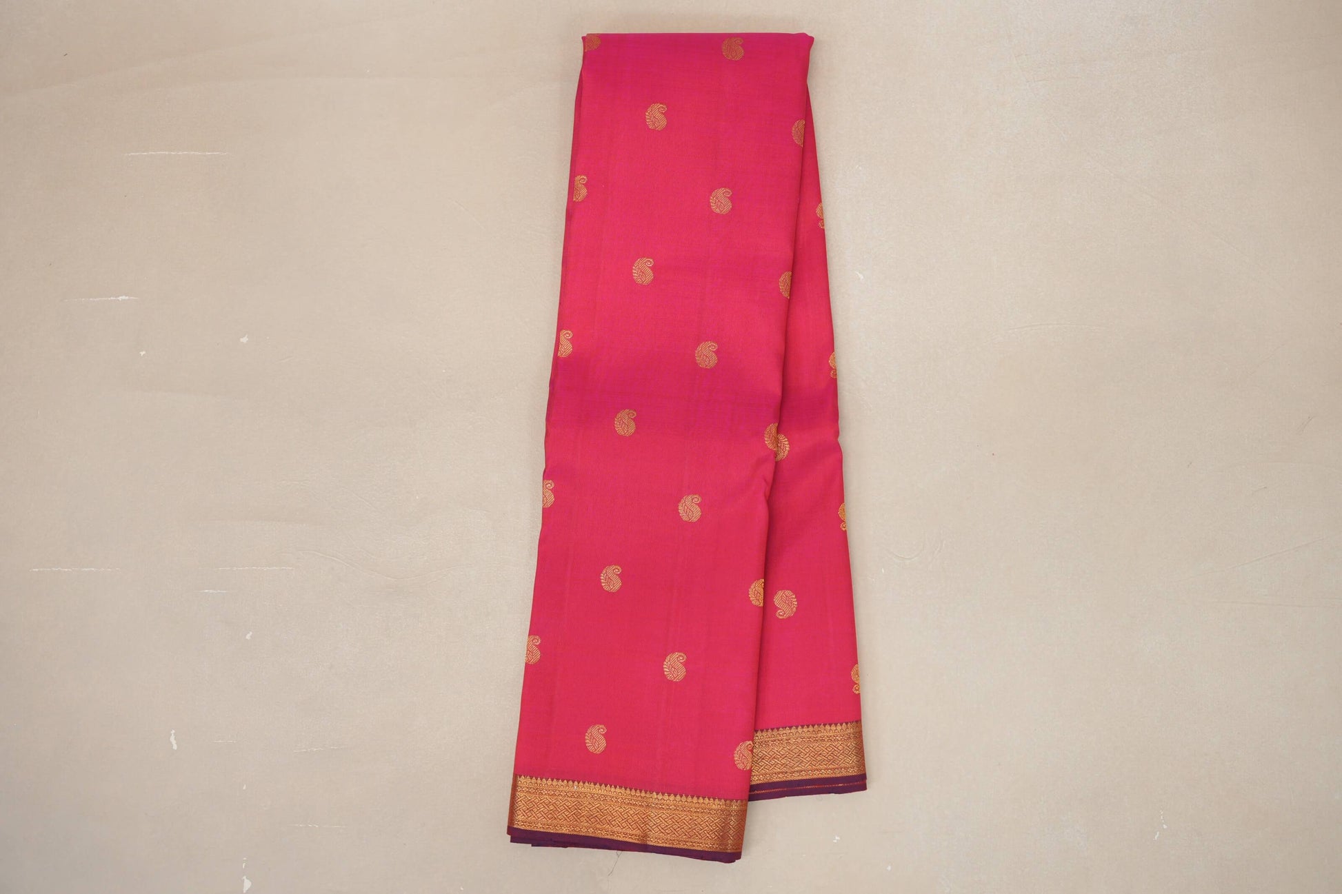 Rani Pink with Blue Selvedge Plant Based Kanjivaram Silk Saree  online