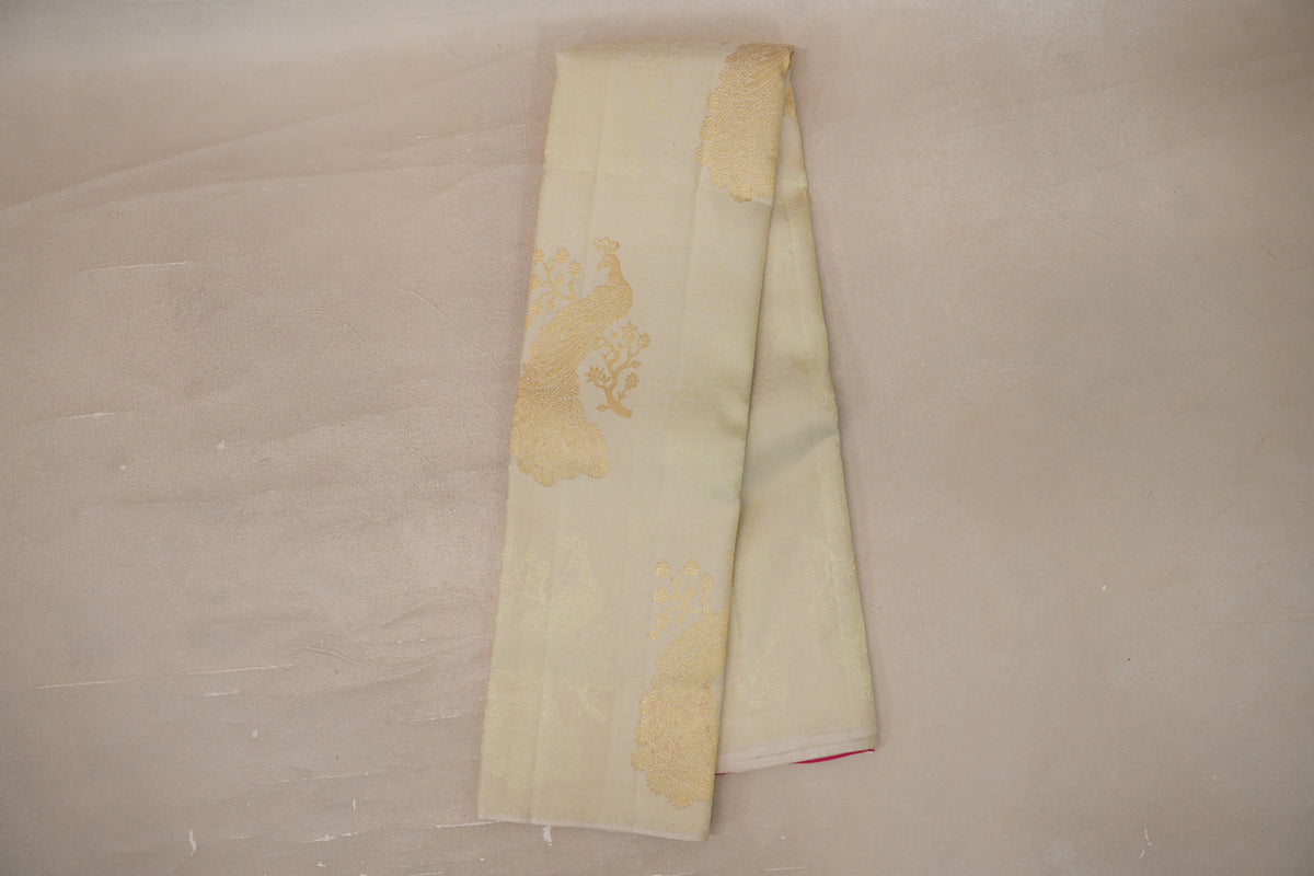 Pastel Pistachio Green Vintage Kanjivaram Silk Saree by Shreenivas Silks PSSR0110104