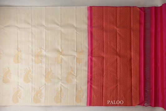 Pastel Pistachio Green Vintage Kanjivaram Silk Saree paloo