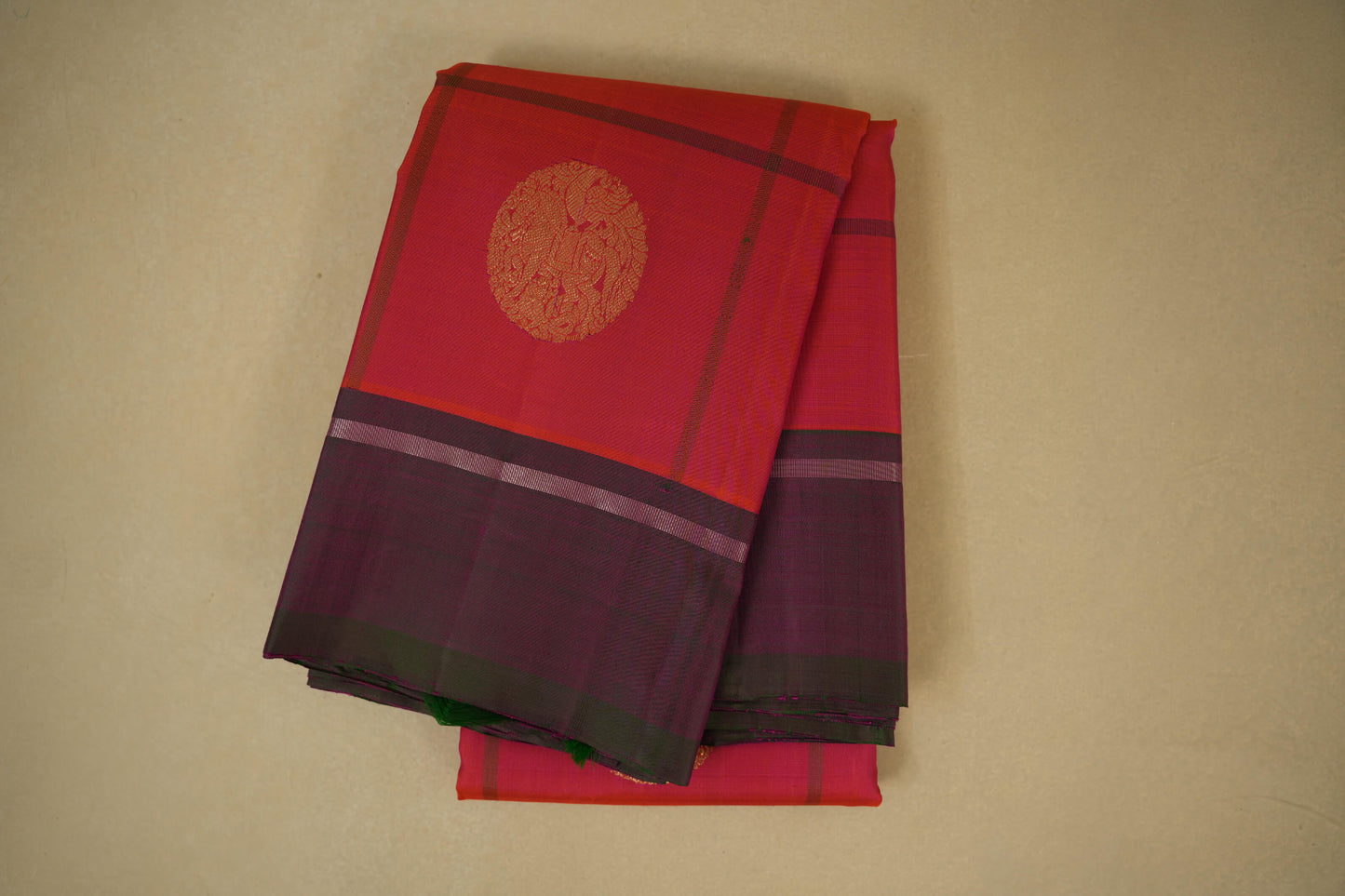 Pinkish orange vintage kanjivaram silk saree