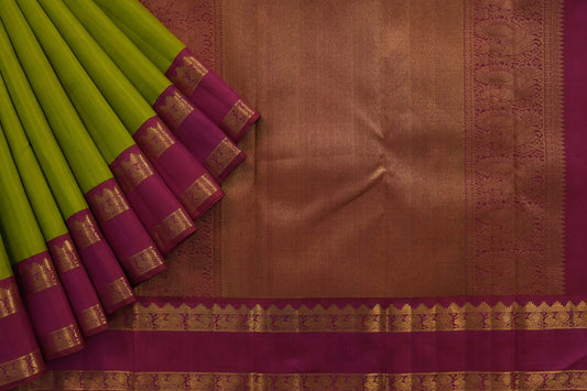 Parrot green kanchipuram silk saree