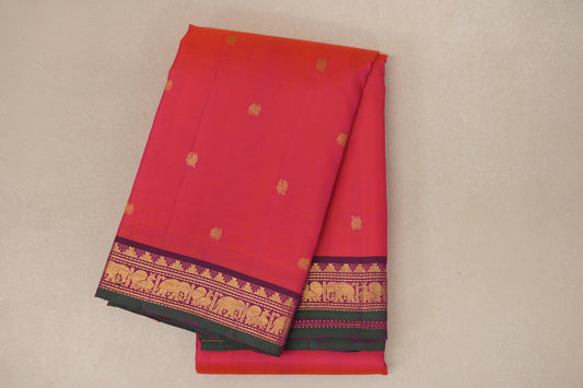 Dual Tone of Orange and Pink Vintage Kanjivaram Silk Saree 