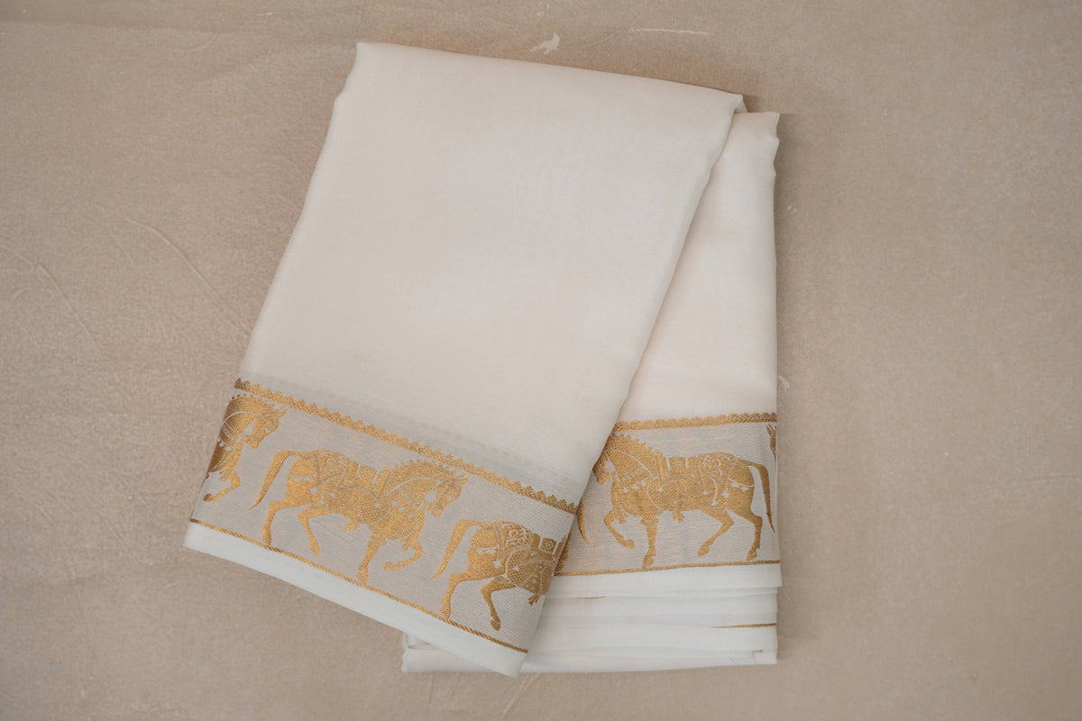 Milk White Mysore Silk Saree by Shreenivas Silks PSSR0110108