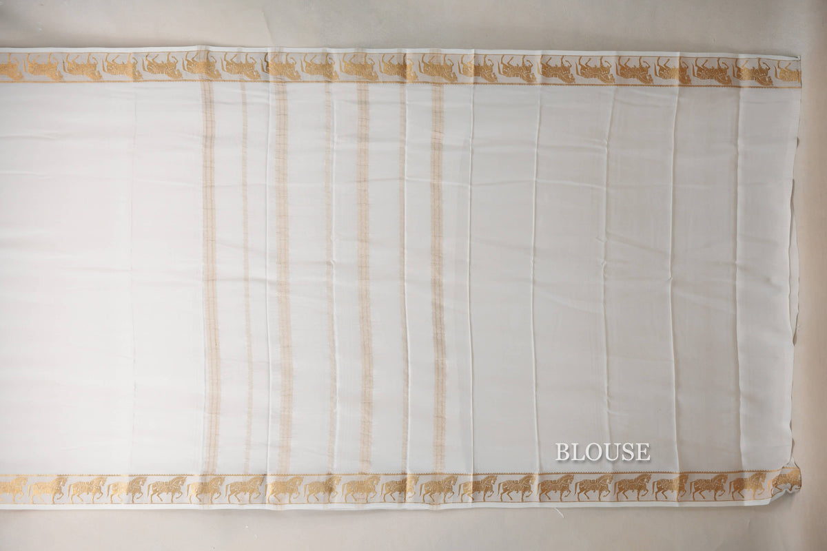 Milk White Mysore Silk Saree by Shreenivas Silks PSSR0110108