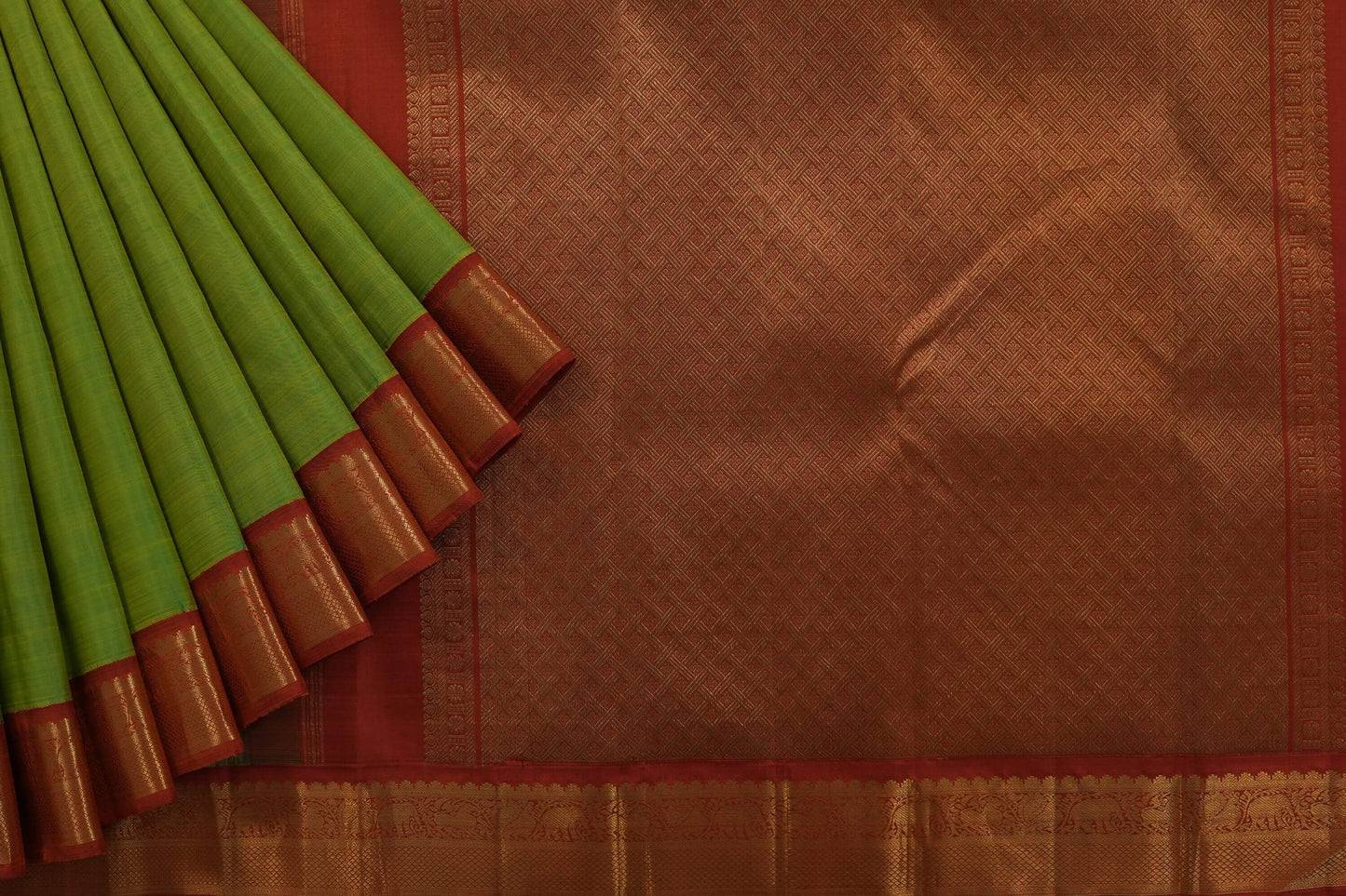 Fluorescent green kanchipuram silk saree