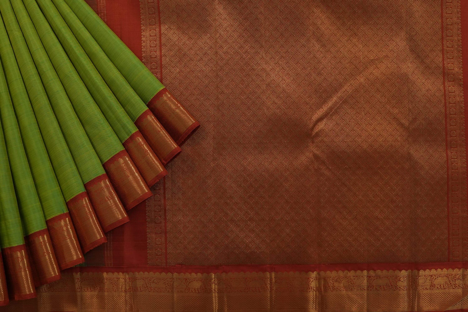 Fluorescent green kanchipuram silk saree