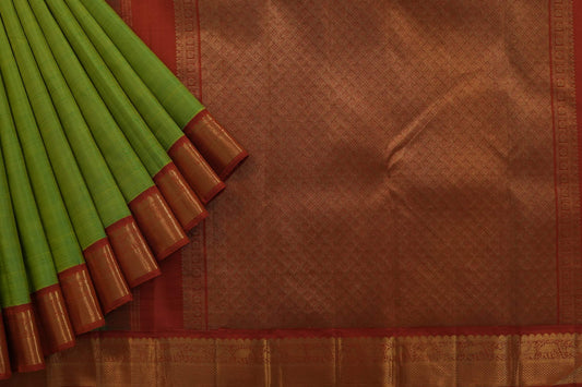 Fluorescent green kanchipuram silk saree