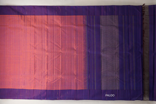 Dual Tone of Orange and Blue Plant Based Kanjivaram Silk Saree by Shreenivas Silks  paloo