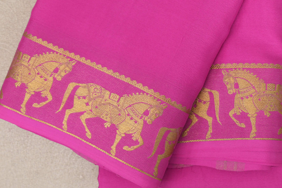 Bright Rani Pink Mysore Silk Saree by Shreenivas Silks PSSR0110110
