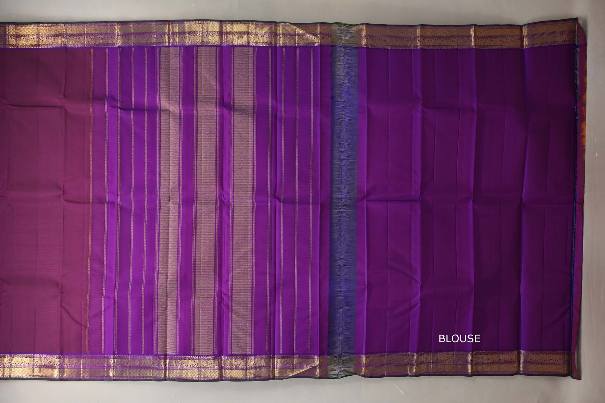 Plum purple Vintage Kanjivaram Silk Saree by Shreenivas Silksblouse