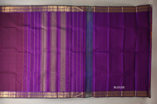 Plum purple Vintage Kanjivaram Silk Saree by Shreenivas Silksblouse