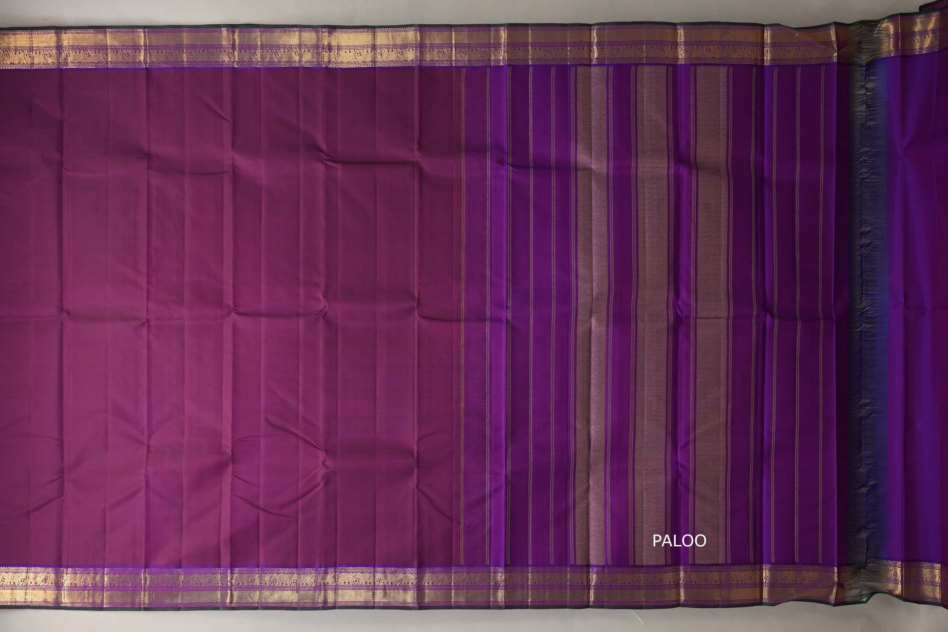 Plum purple Vintage Kanjivaram Silk Saree by Shreenivas Silks paloo