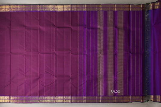 Plum purple Vintage Kanjivaram Silk Saree by Shreenivas Silks paloo
