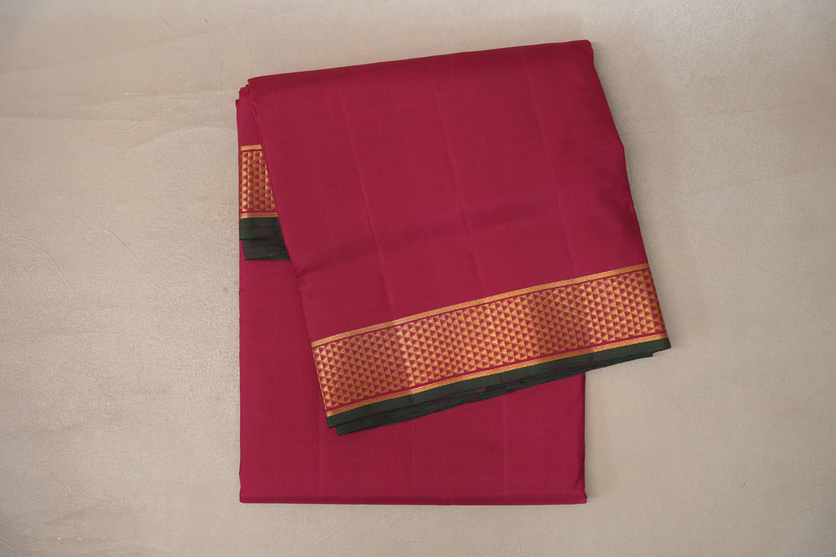 Reddish Pink with Dark Green Selvedge Ten Yards Silk Saree by Shreenivas Silks PSSR0110111