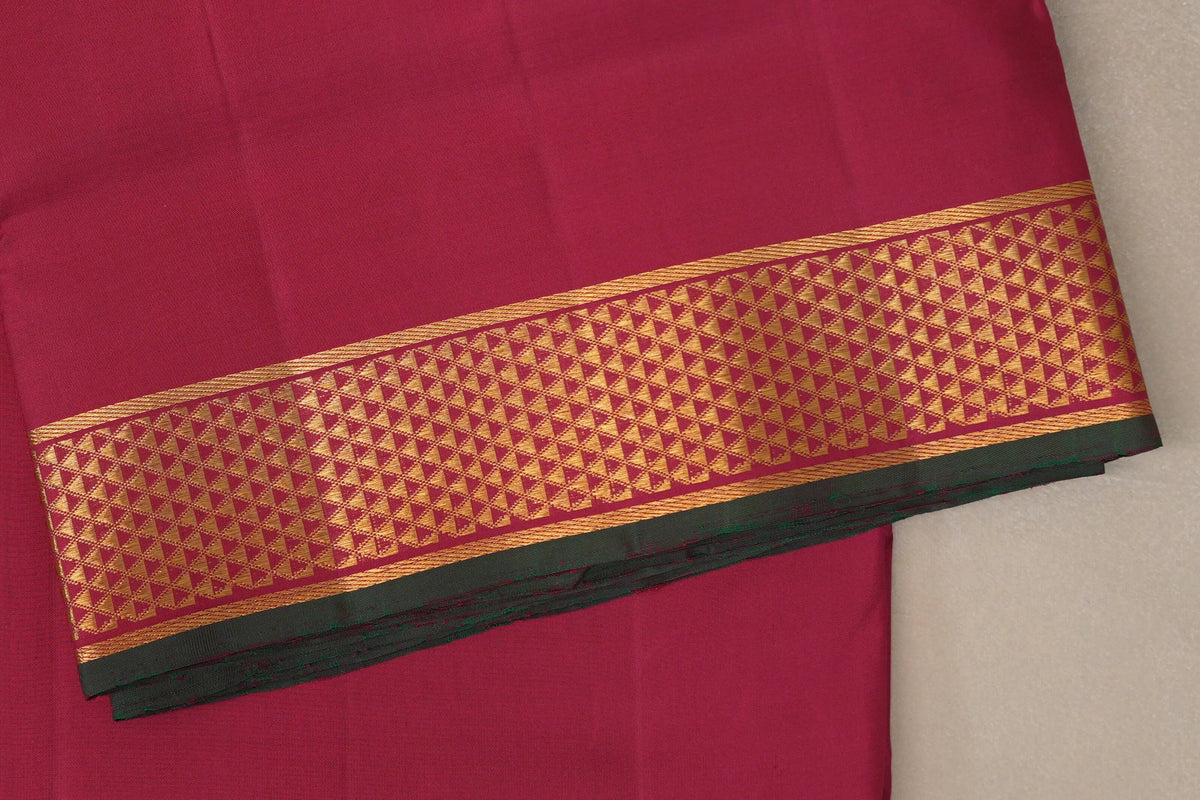 Reddish Pink with Dark Green Selvedge Ten Yards Silk Saree by Shreenivas Silks PSSR0110111