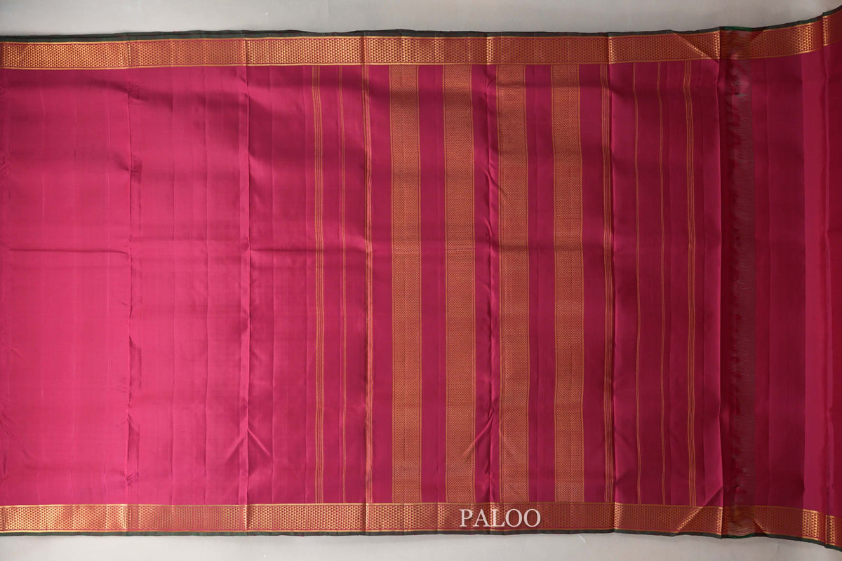 Reddish Pink with Dark Green Selvedge Ten Yards Silk Saree by Shreenivas Silks PSSR0110111